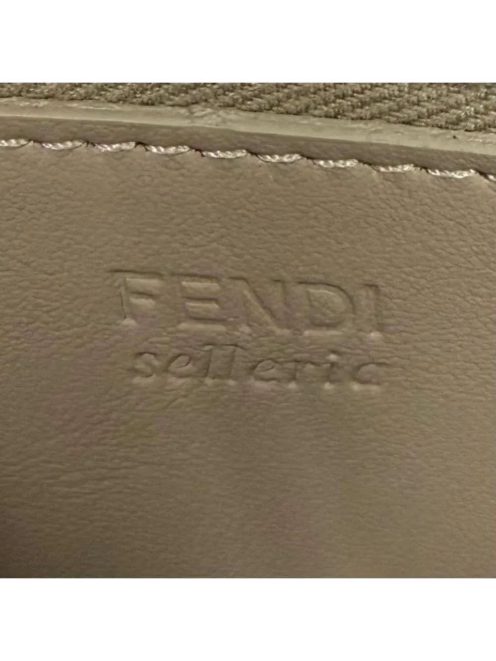 Fendi Dove Gray Logo Selleria Peekaboo Zip Around Leather Wallet